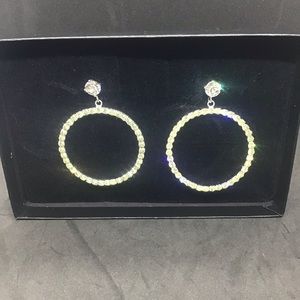 Pierced Earrings Bling Statement Hoops Large NWOT